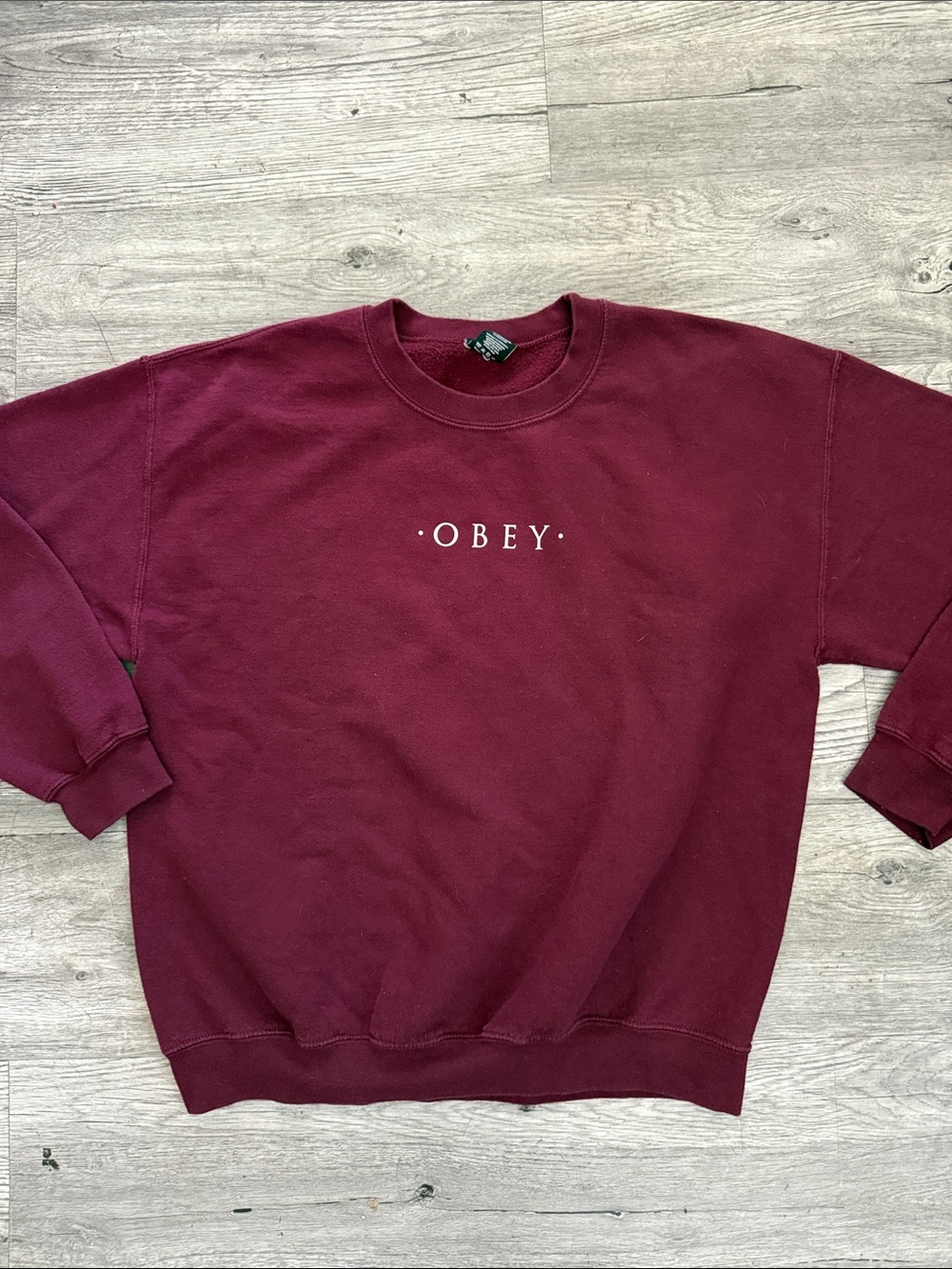 Obey Crewneck Sweatshirt in Deep Burgundy